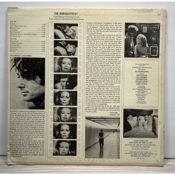 The Arrangement Vinyl LP Movie Soundtrack Promo 1969 Warner Bros Kirk Douglas - Picture 4 of 7